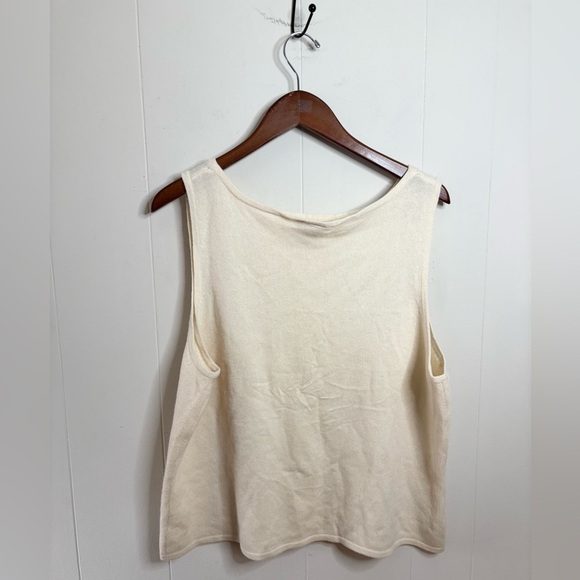 J Jill light tan neutral cream soft 100% cashmere knit sweater tank size XL - Picture 3 of 3